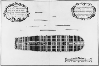 Plan van het tweede dek van een schip, illustratie uit de 